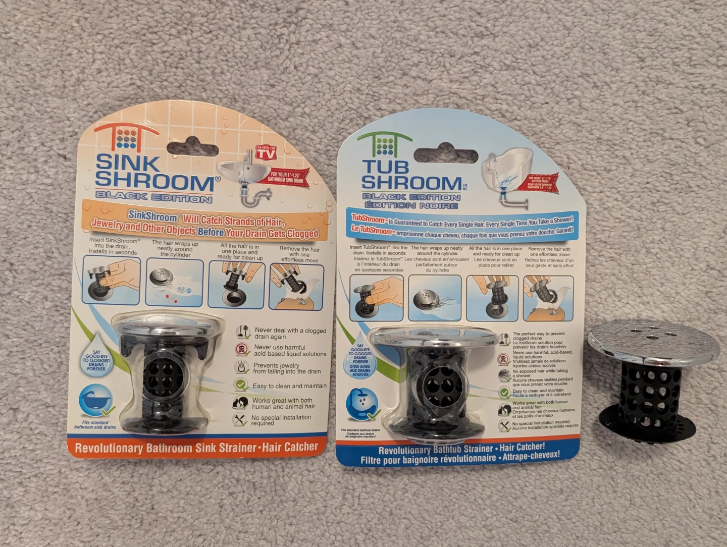 SinkShroom & TubShroom Black Edition Hair Catchers