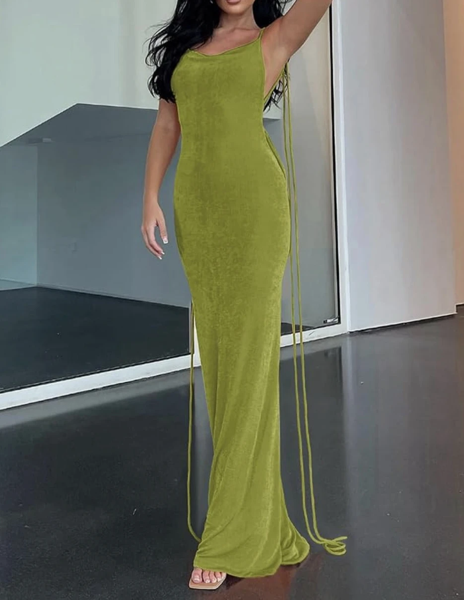 Olive Backless Dress S-M - photo 2