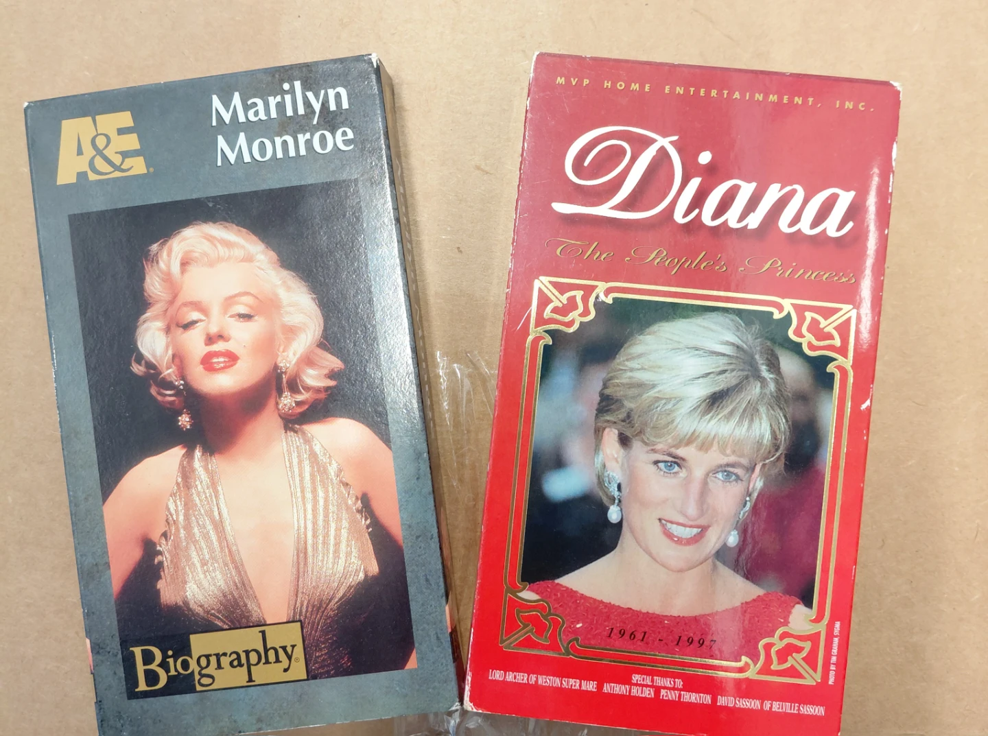 Marilyn Monroe & Diana Biography VHS Tapes