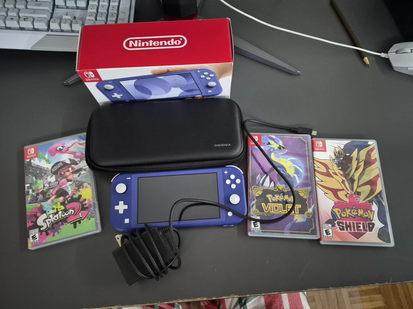 Nintendo Switch Lite Blue with Games and Case - photo 2