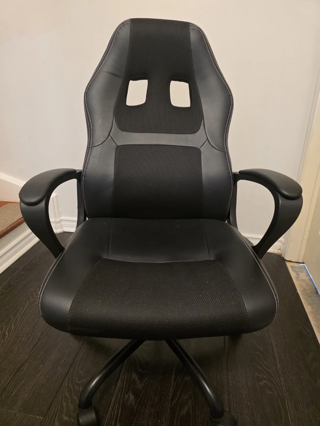 Black Gaming Chair with White Stitching - photo 2