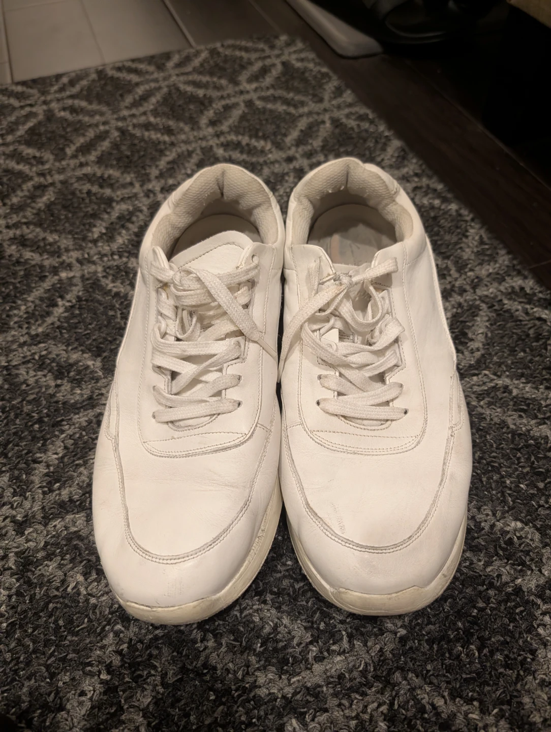 Clarks White Leather Sneakers