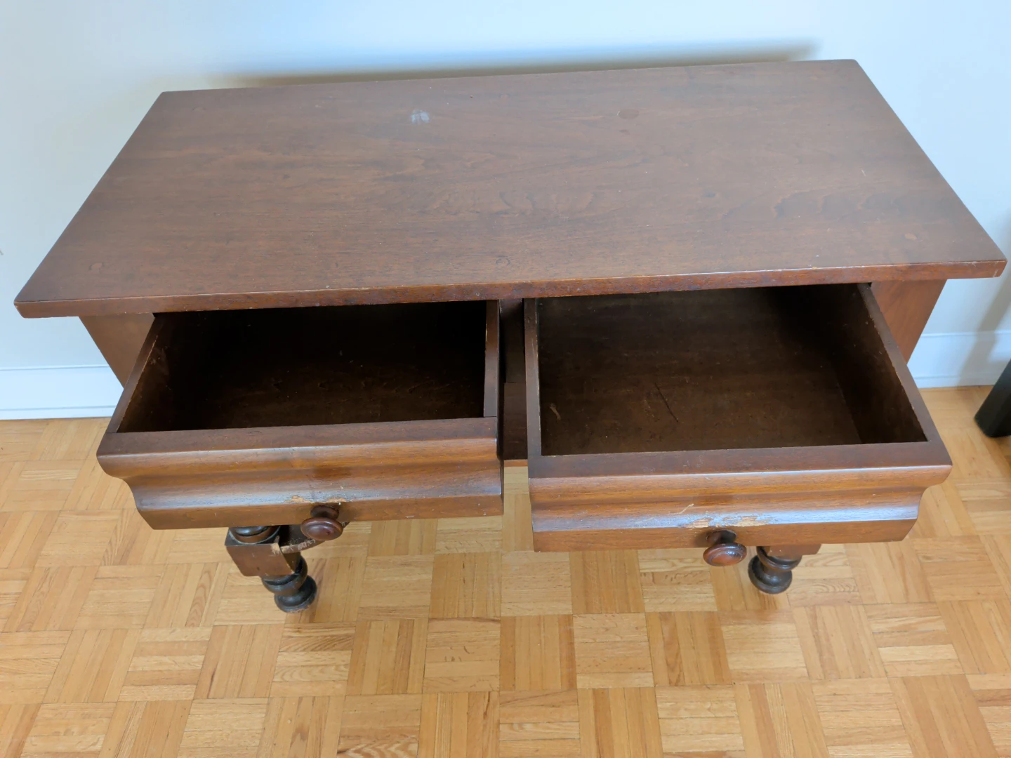 Vintage Dark Wood Console Table with Drawers - photo 4