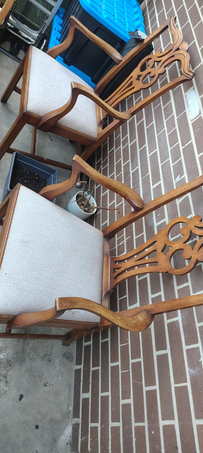 (2) Wooden Armchair with Upholstered Seat - photo 2