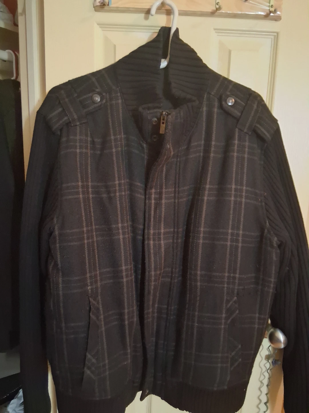 DKNY Jeans Plaid Bomber Jacket