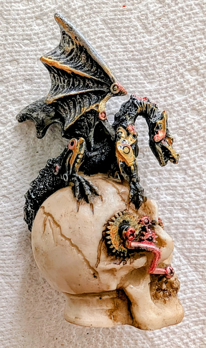 Steampunk Dragon and Skull Figurine - photo 3