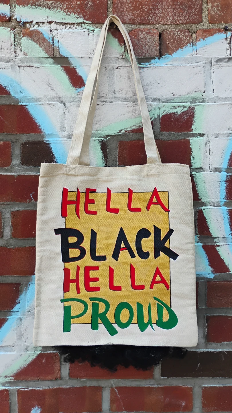 Hella Black Hella Proud hand painted Tote Bag - photo 2