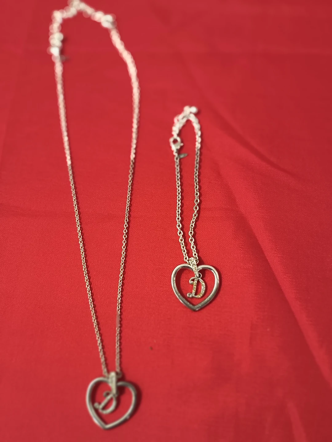 Silver Tone Heart Necklace and Bracelet Set