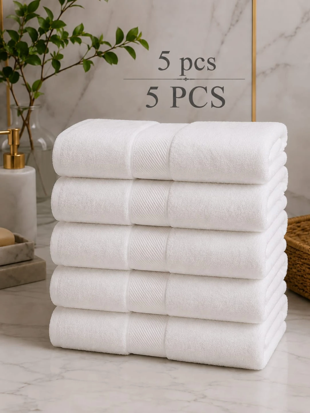 White Bath Towel Set - 5 Piece - photo 3