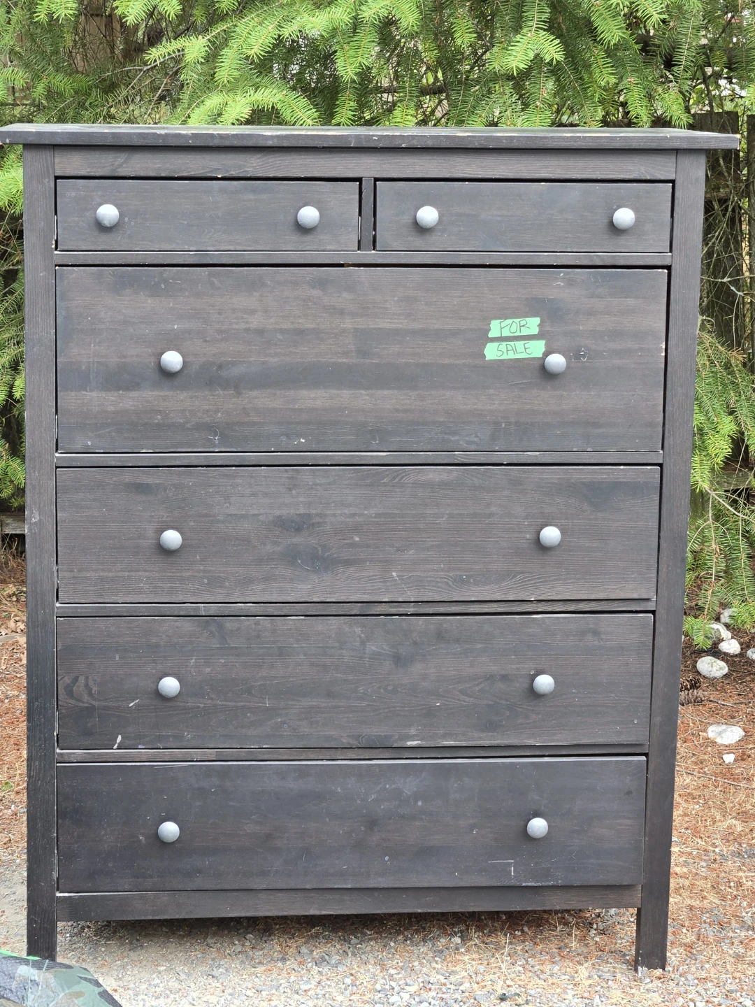 Dark Wood Dresser with 6 Drawers