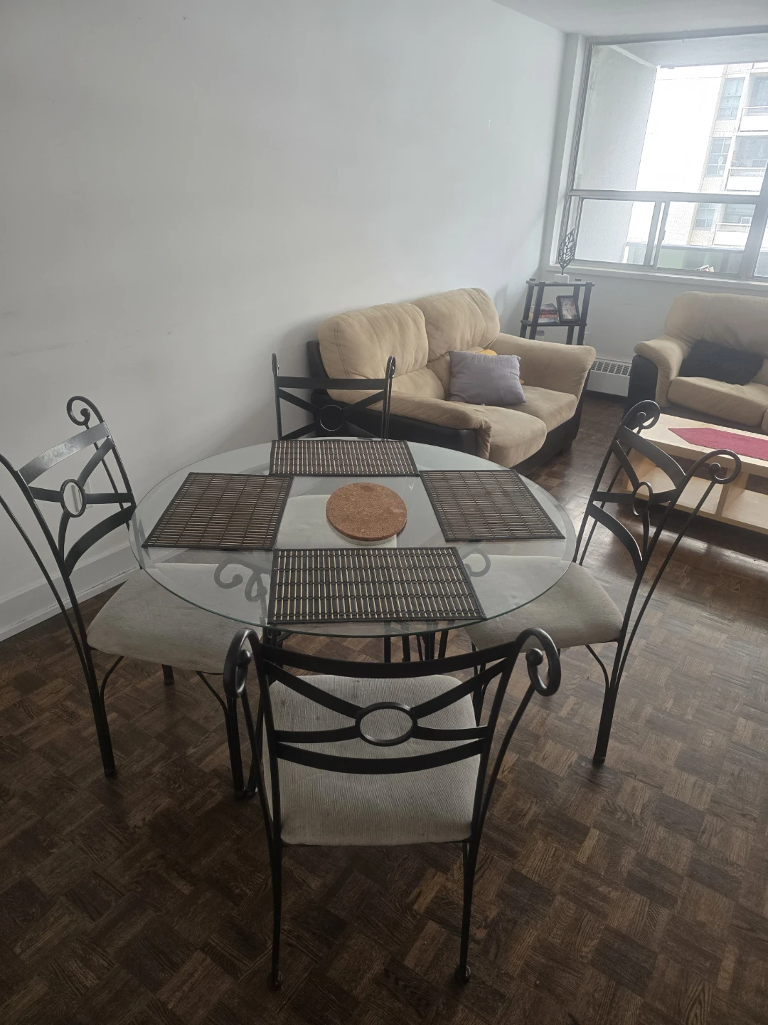 Glass Dining Table with 4 Chairs – Good Condition