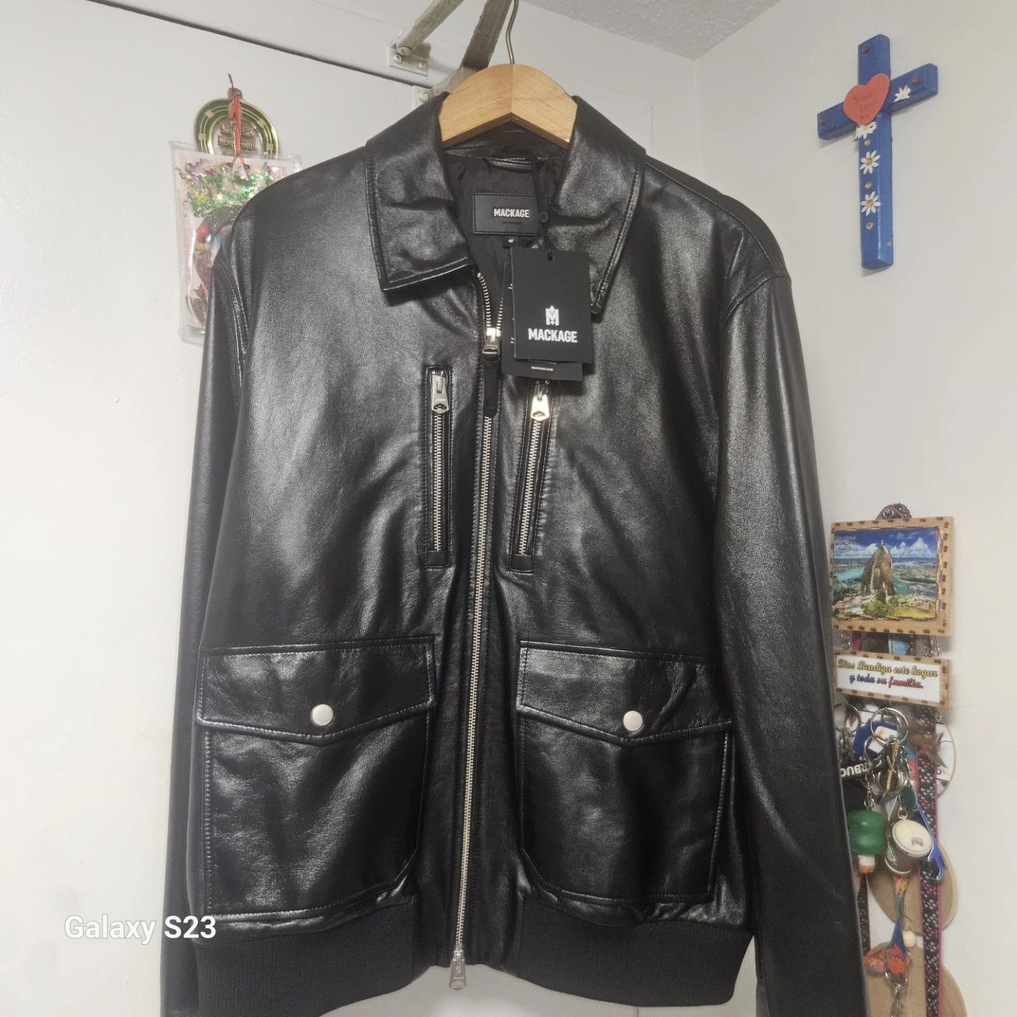 MACKAGE Black Leather Bomber Jacket - photo 2