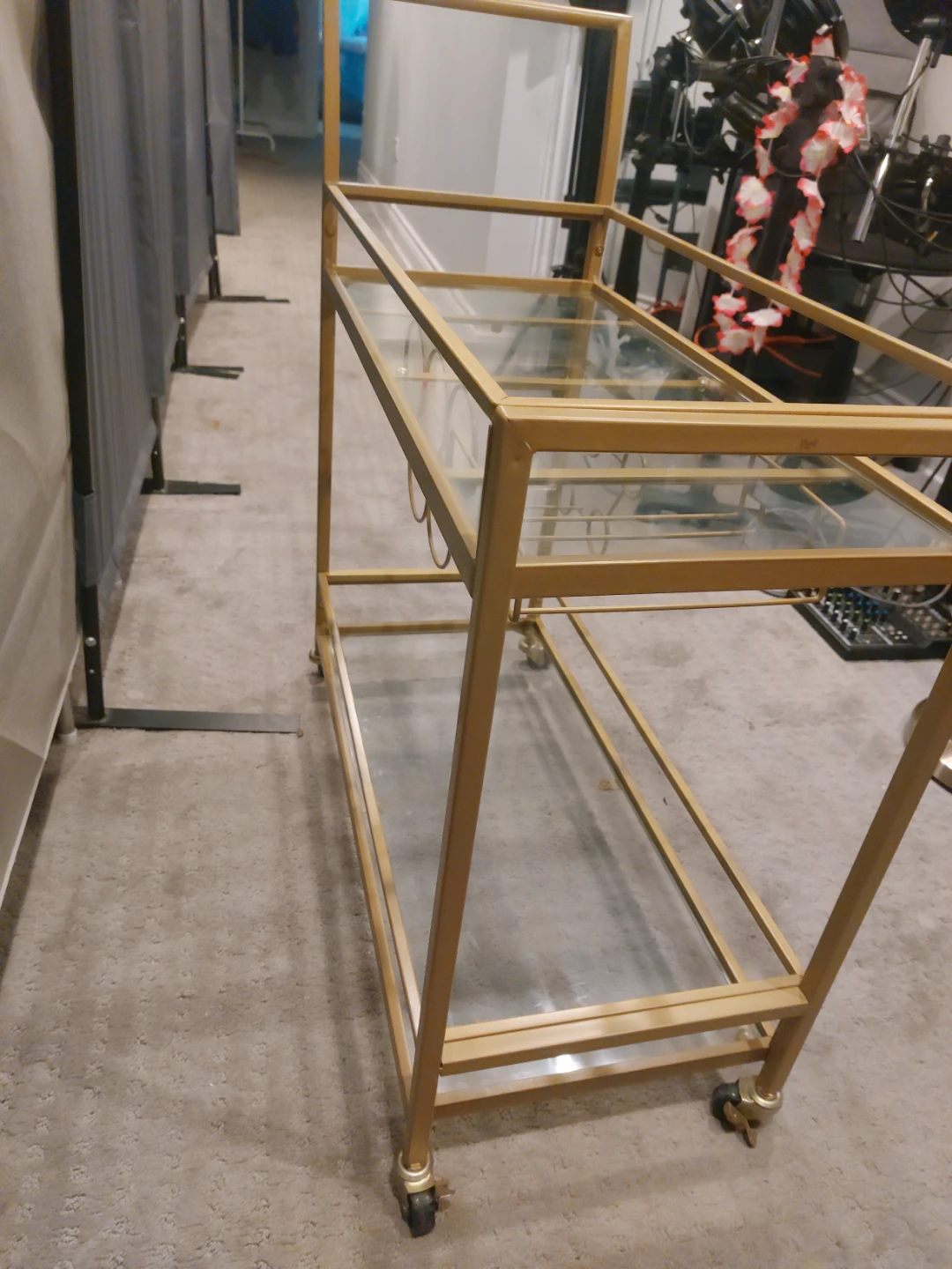 Gold Bar Cart with Glass Shelves - photo 5