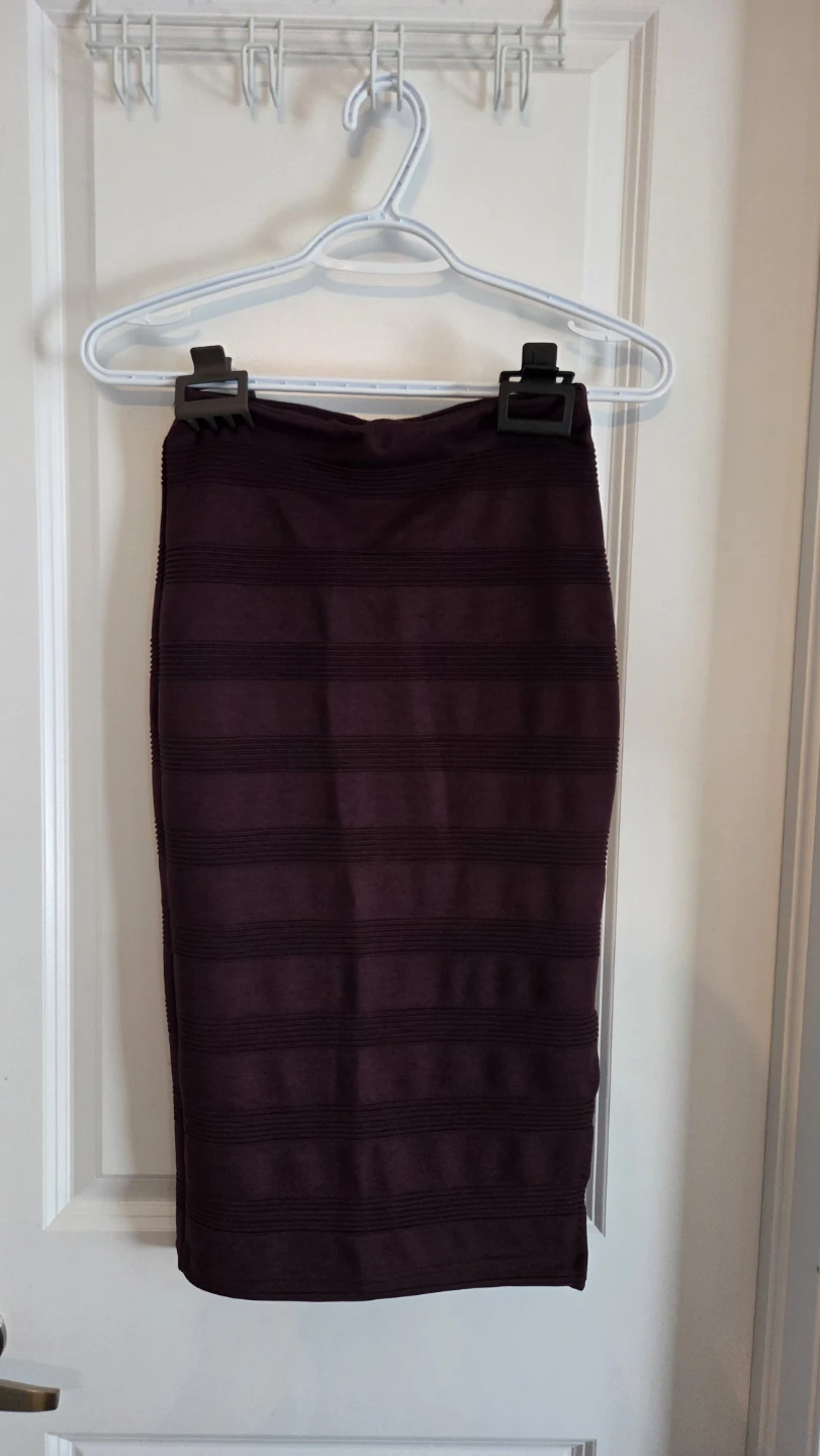 Burgundy Striped Pencil Skirt