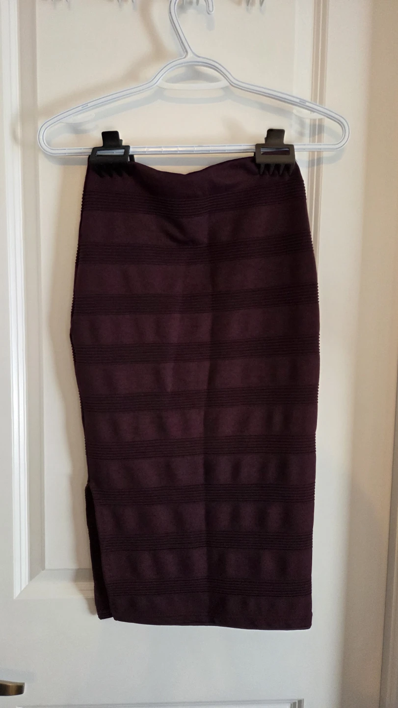 Burgundy Striped Pencil Skirt - photo 2