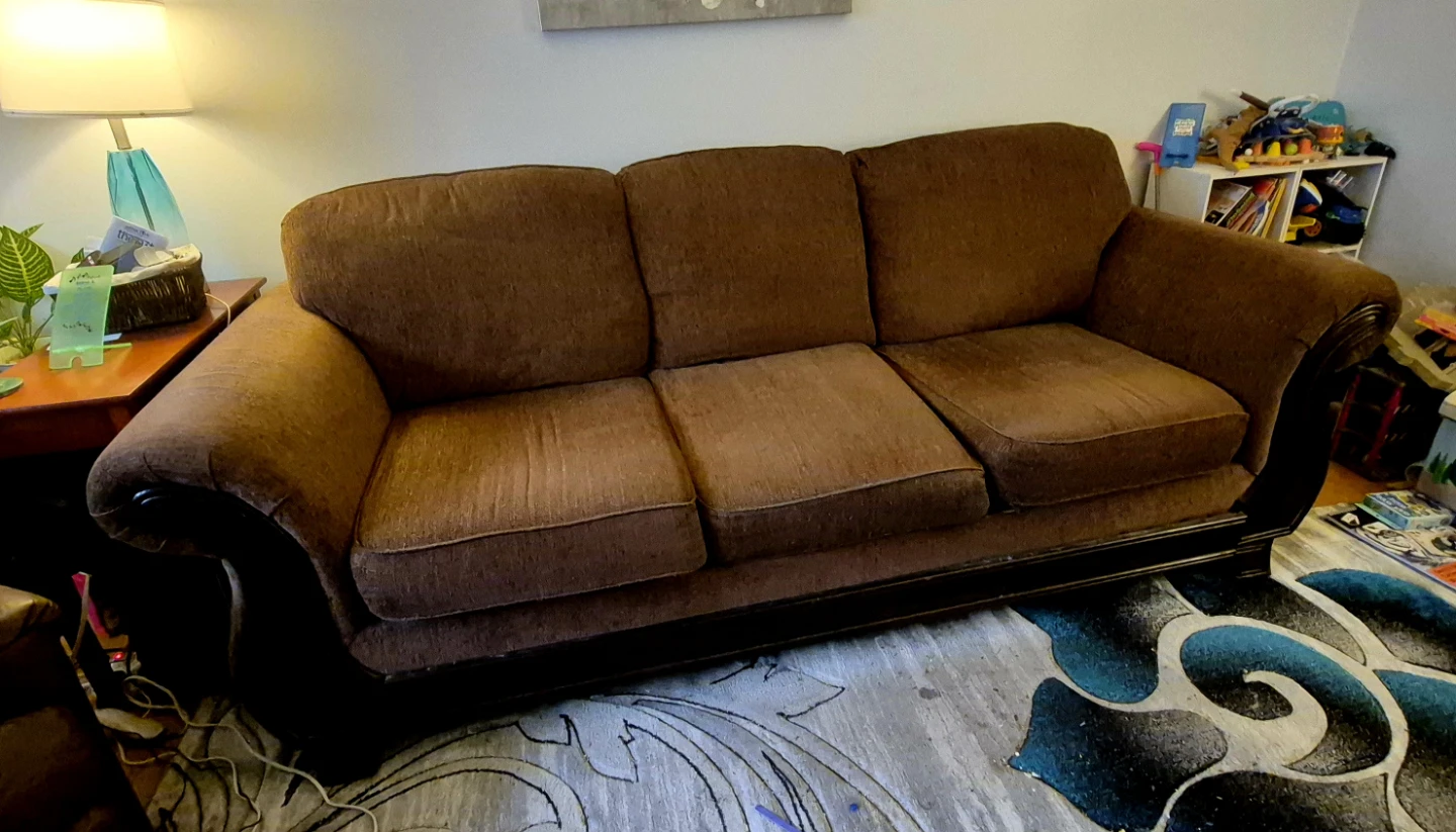 Brown Three-Seater Sofa
