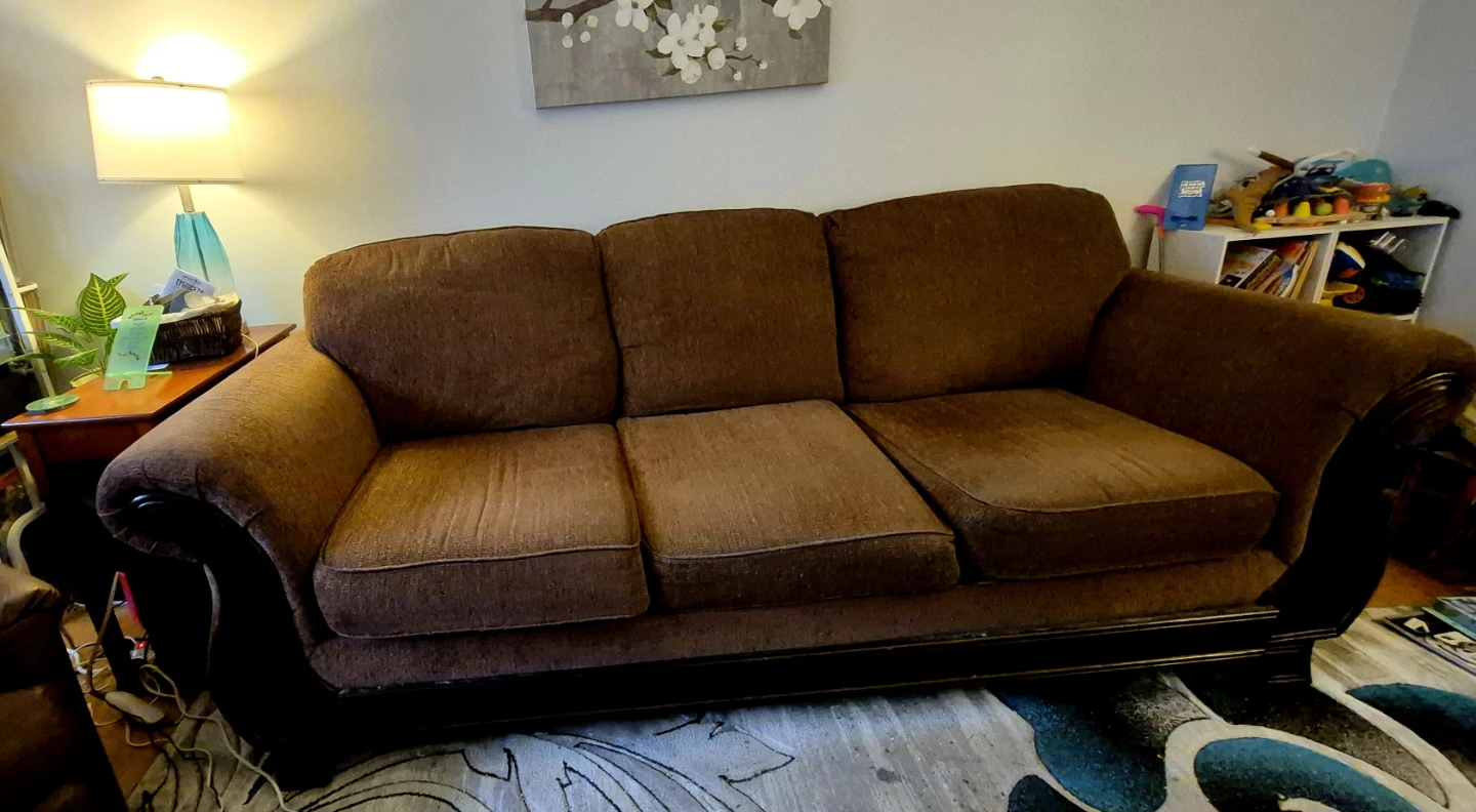 Brown Three-Seater Sofa - photo 2