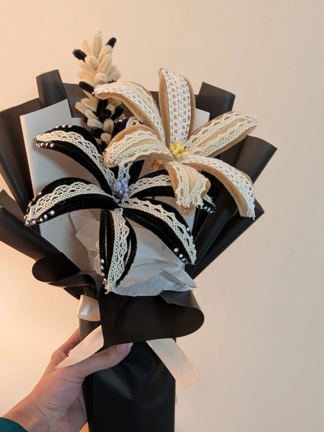 Nush Black and Tan handmade embroidery pipe cleaner bouquet - photo 4