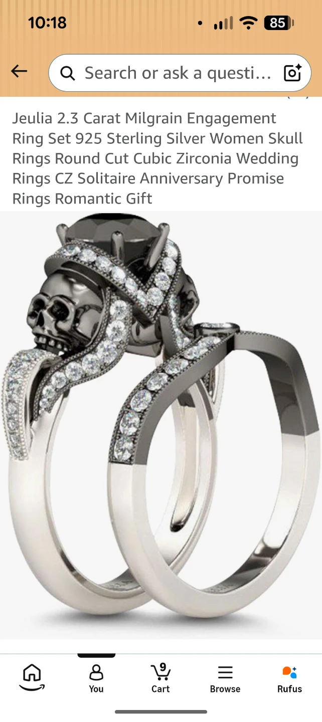 Jeulia 2.3 Carat Skull Ring Set in 925 Sterling Silver