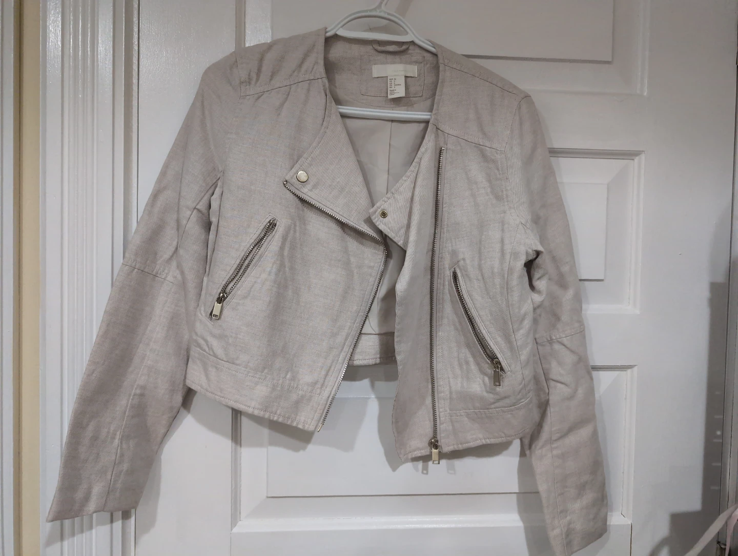 H&M Beige Biker Style Jacket Size 6
