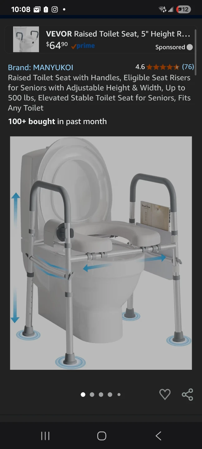 Raised Toilet Seat with Handles new
