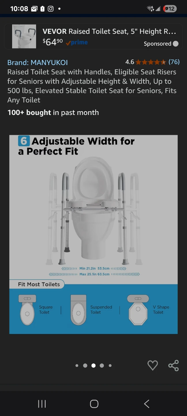 Raised Toilet Seat with Handles new - photo 3