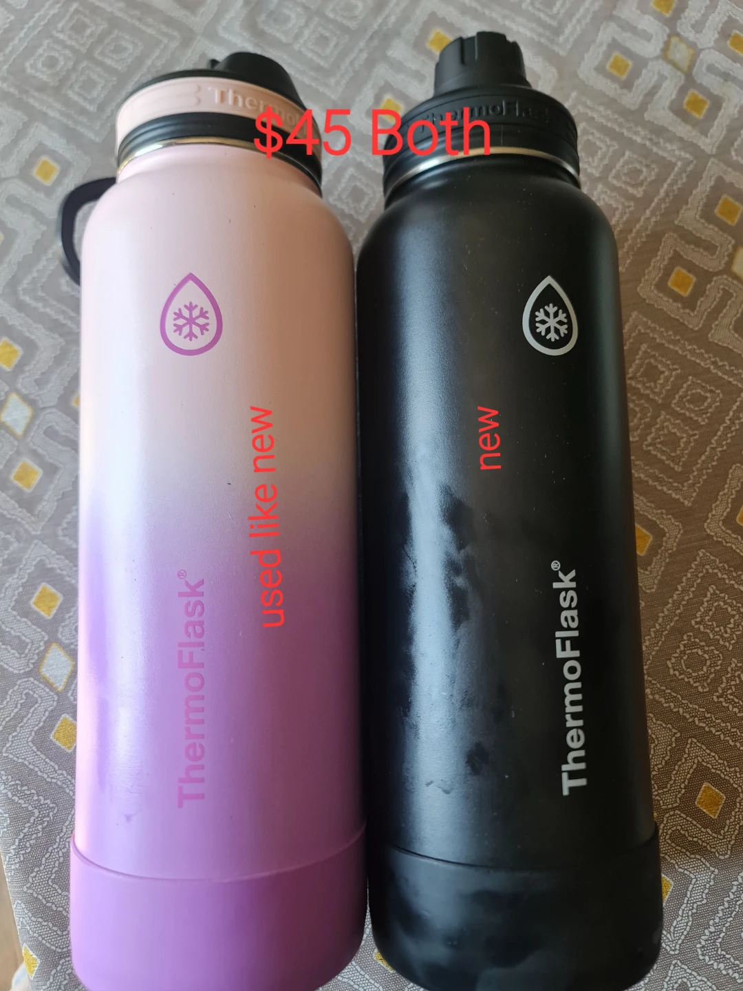 ThermoFlask Water Bottles (2) - Pink & Black