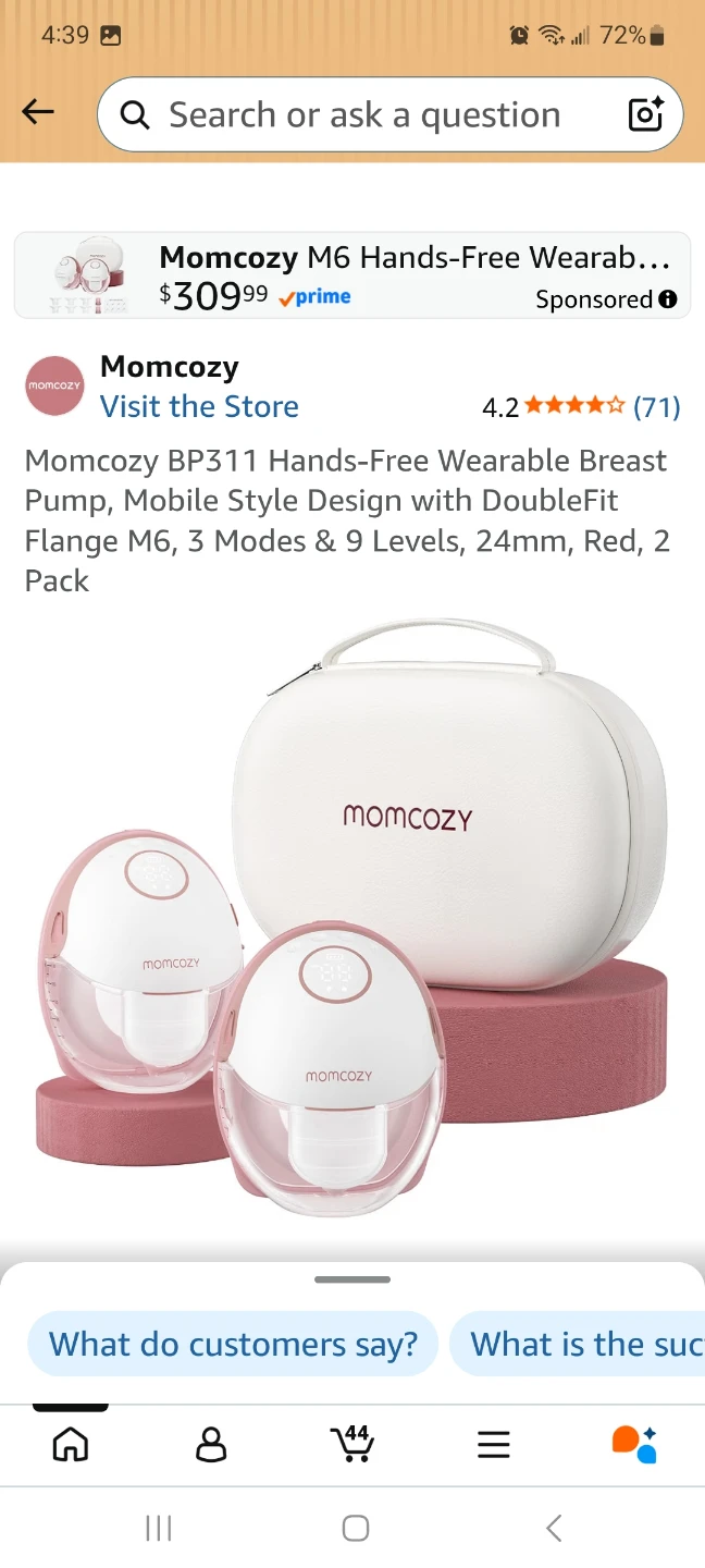 Momcozy M6 Hands-Free Wearable Breast Pump - Red, 2 Pack - photo 3