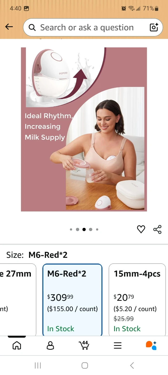 Momcozy M6 Hands-Free Wearable Breast Pump - Red, 2 Pack - photo 5