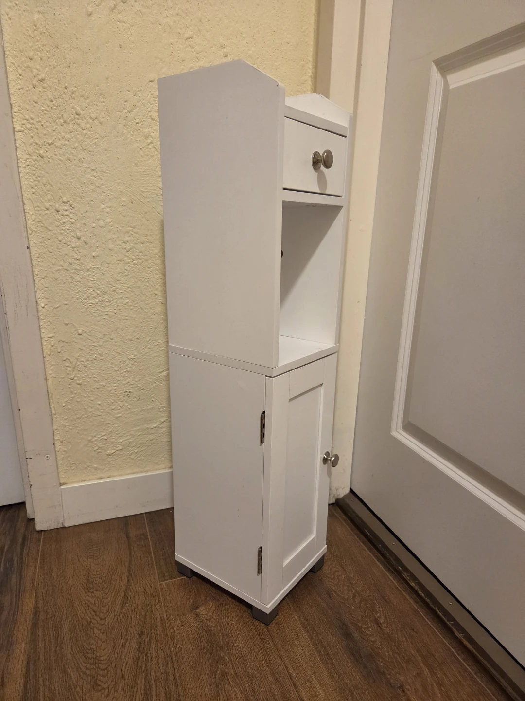 White Narrow Storage Cabinet Bathroom Caddy - photo 3