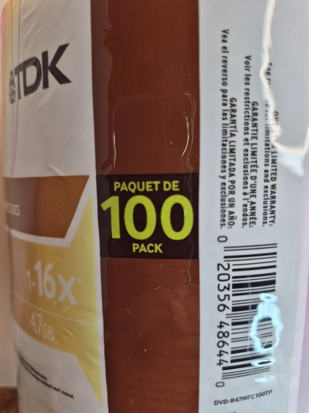 TDK PrintOn Printable DVD-R 4.7 GB 16x 100-Pack - photo 2