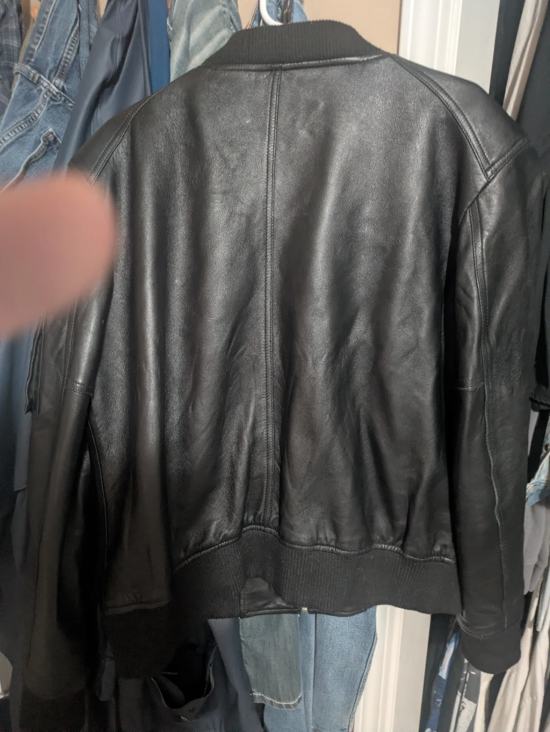 GET YOU STYLE Black Leather Bomber Jacket - photo 3