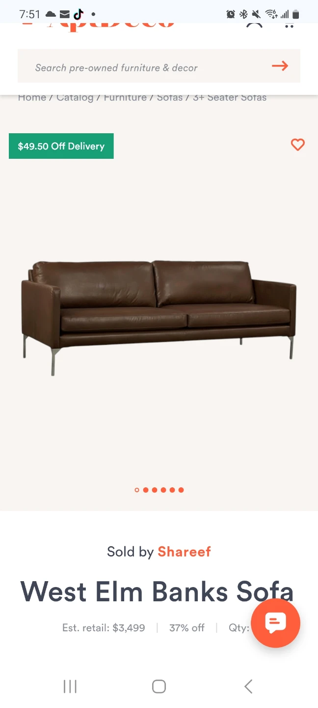 West Elm Banks Sofa - Brown Leather - photo 5