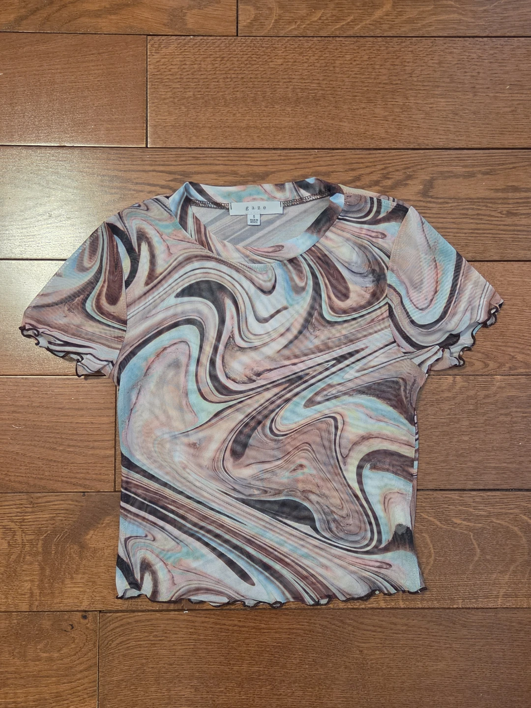 Swirl Patterned Mesh T-Shirt - photo 2