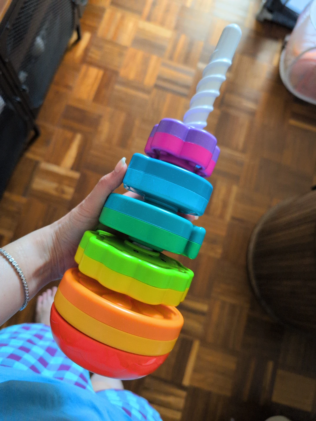 Baby spinning stacking toy