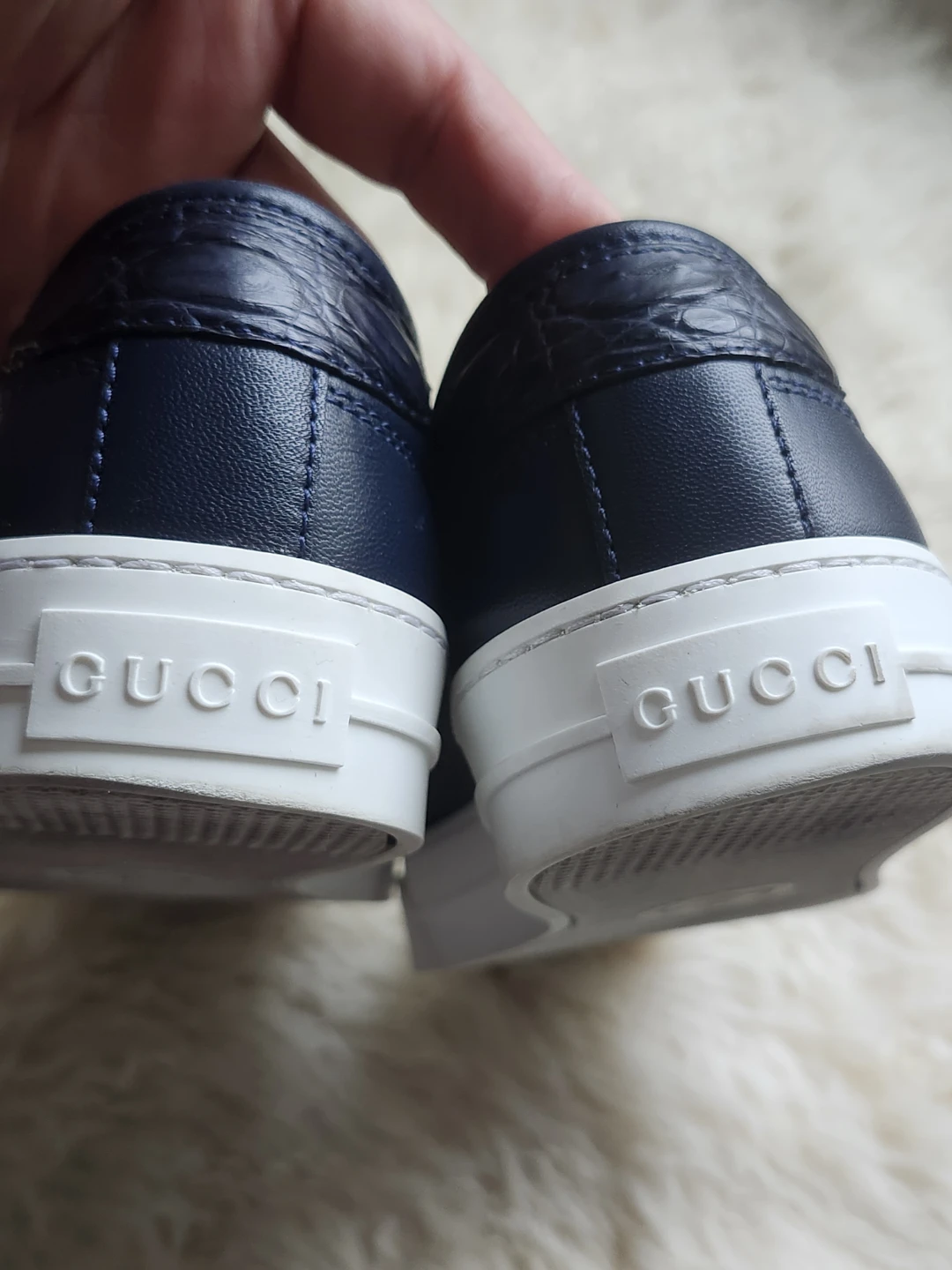 Gucci Navy Leather Sneakers - photo 5