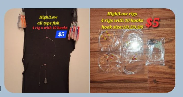 High/Low Fishing Rigs - 4 Rigs with 10 Hooks - photo 3