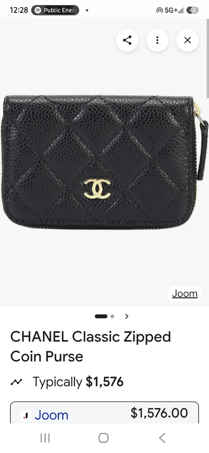 Chanel Classic Zipped Coin Purse Black Grained Calfskin