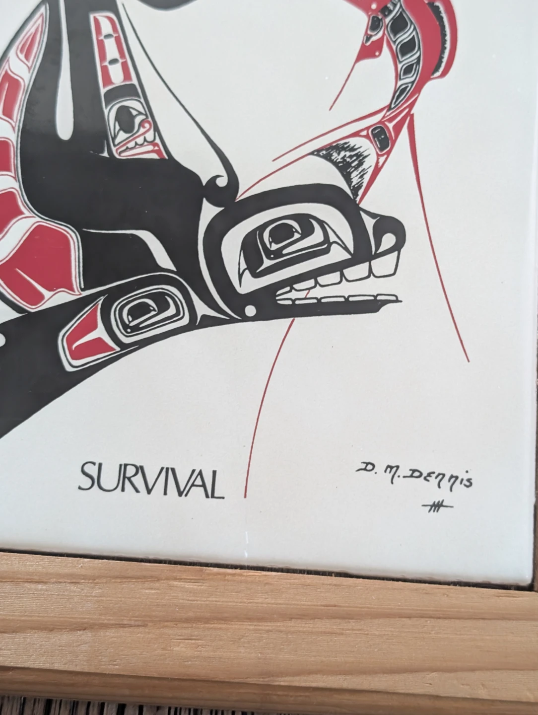 Danny Dennis Vintage "Survival" Ceramic plate Art on wood box - photo 3