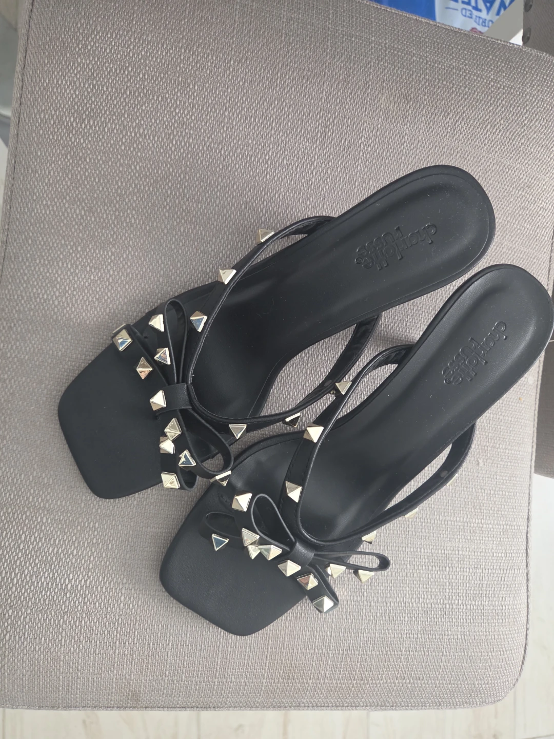 Charlotte Russe Black Studded Heeled Mules Size 6