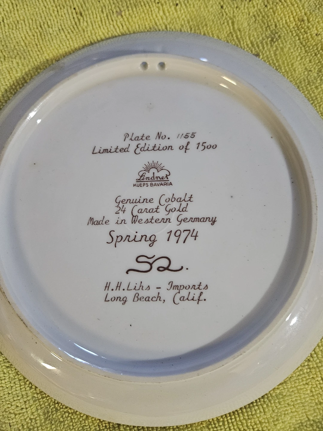 Lindner Kueps Bavaria Spring 1974 Collector Plate - photo 5