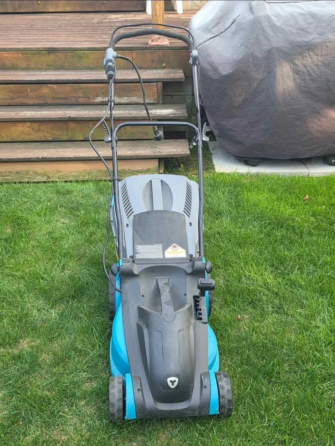 Blue Electric Lawn Mower