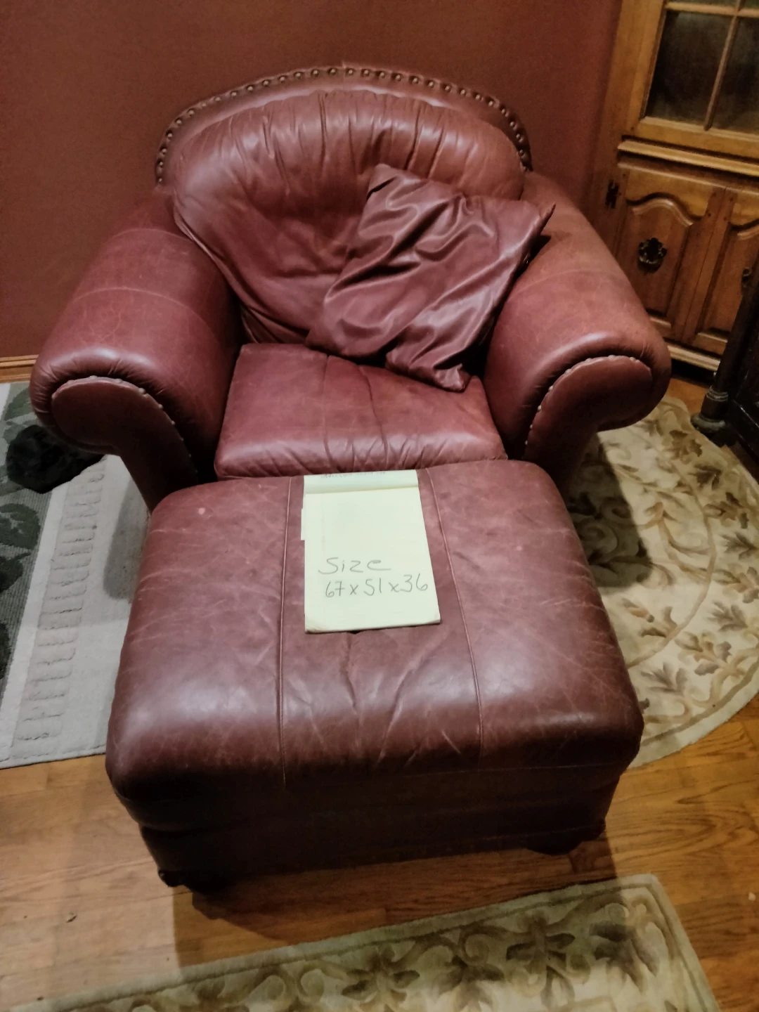 Walter E Smithe premium Leather Armchair with Ottoman