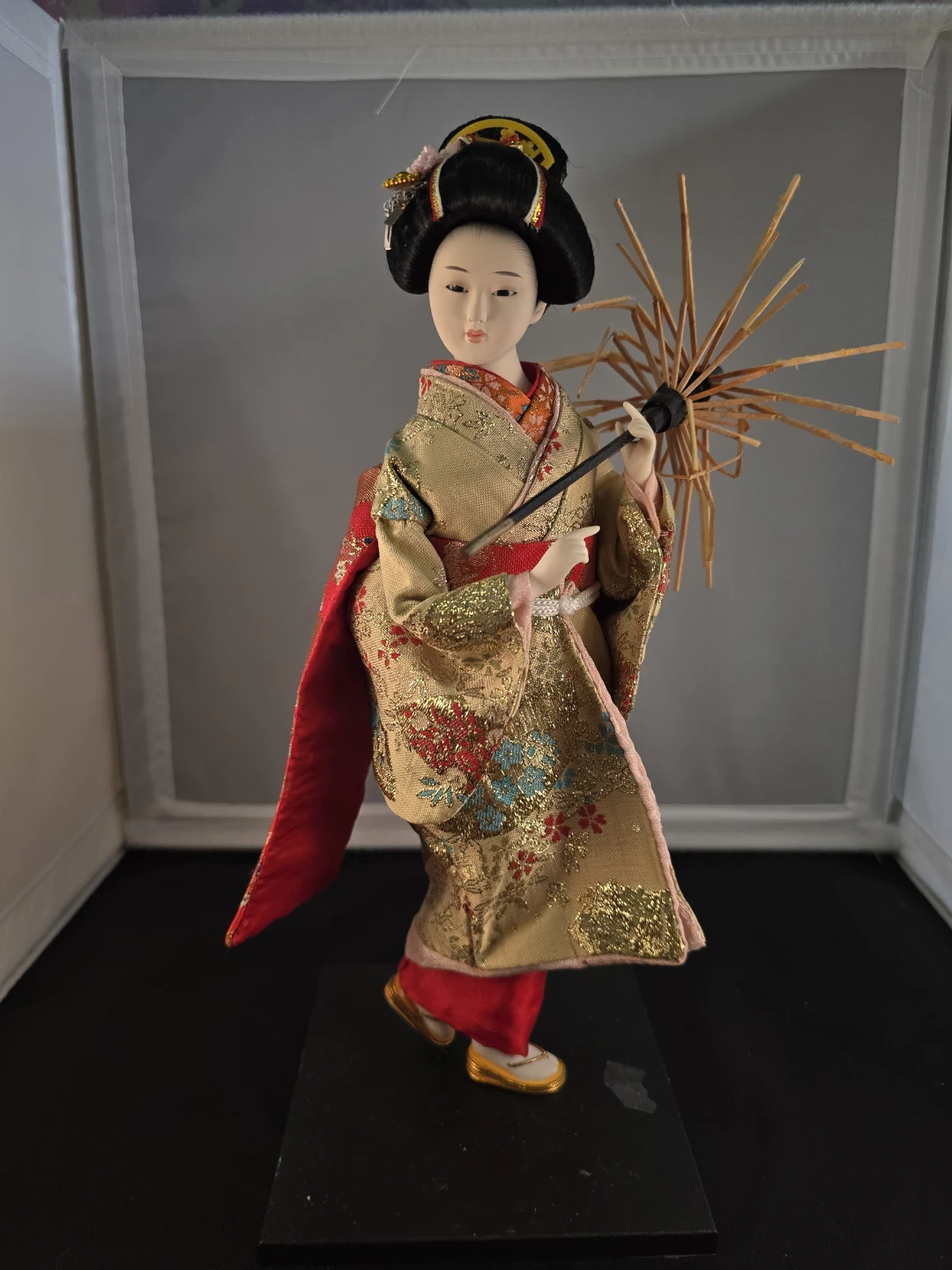 Vintage Japanese Geisha Doll with Umbrella