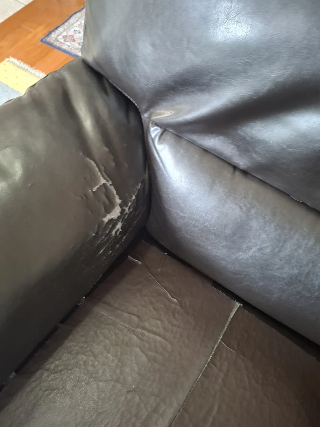 Brown Faux Leather Recliner - fabric aged - photo 4