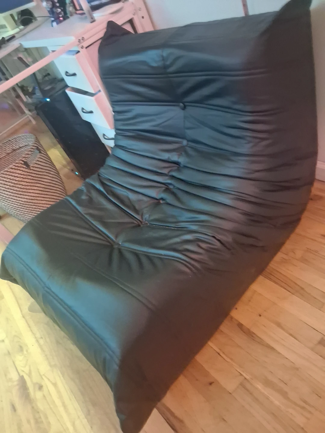 Black Faux Leather Floor Chair