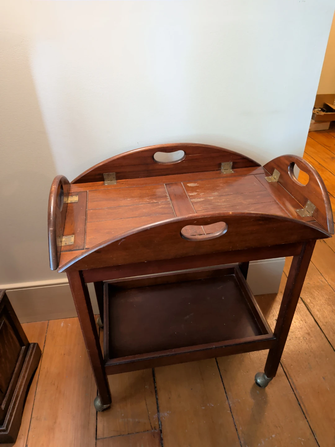 Wooden Serving Tray Cart