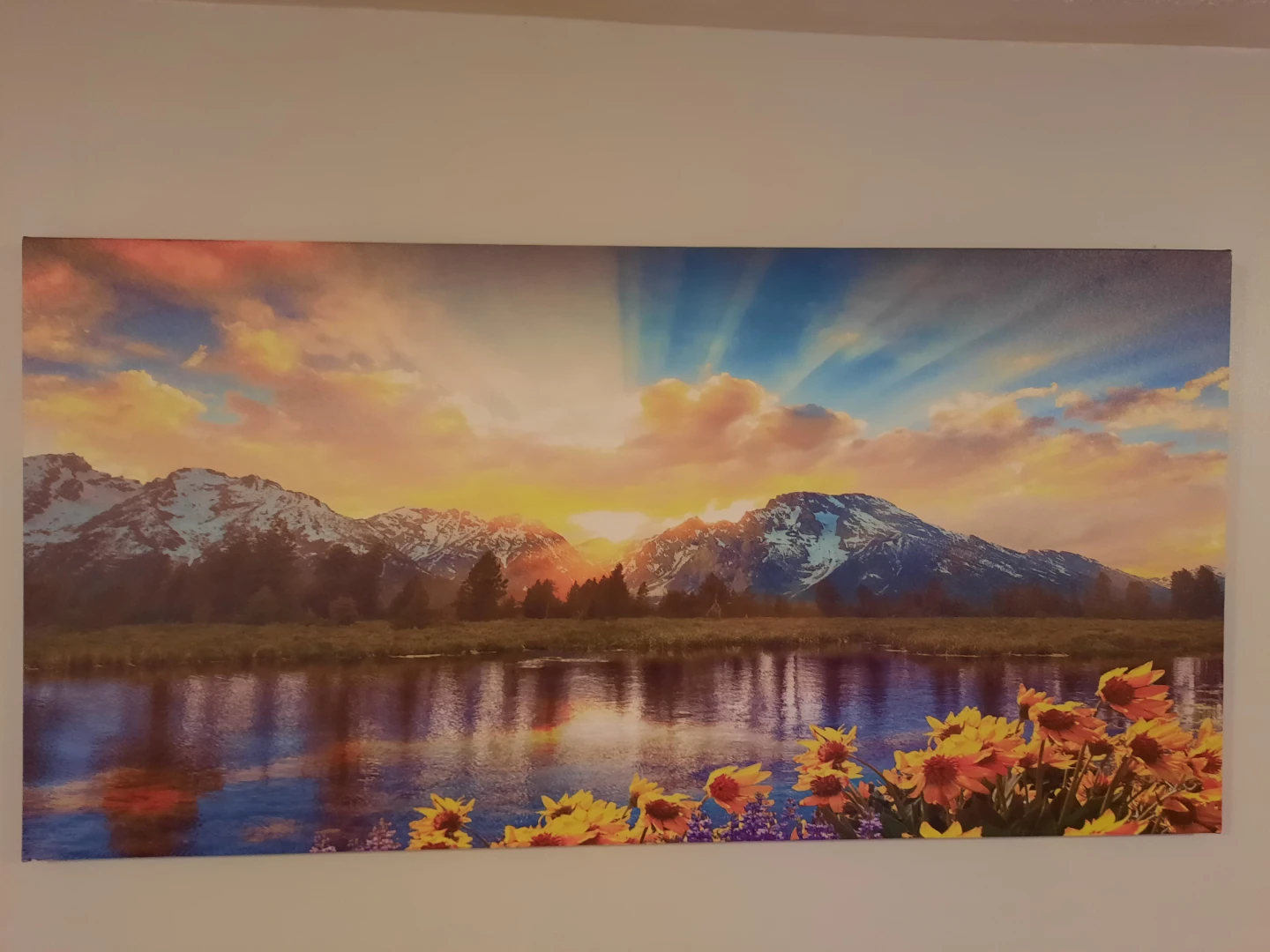 Canvas Wall Art - Mountain Sunset Landscape