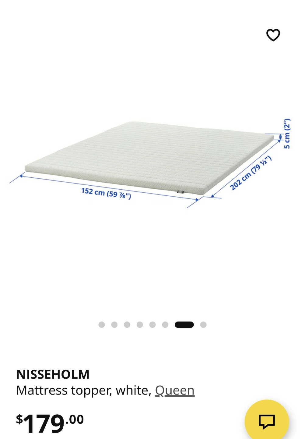Ikea NISSEHOLM Queen Mattress Topper - White