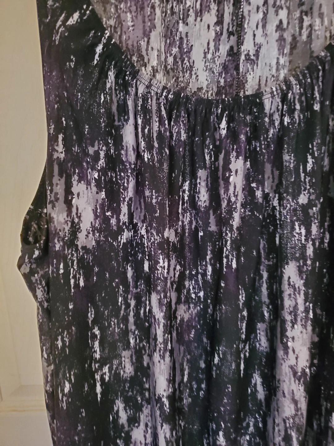 Black/Gray Gathered Plus Size Sleeveless Tank Top